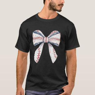 Baseball Mum Coquette Bow Mothers Day Baseball Mam T-Shirt