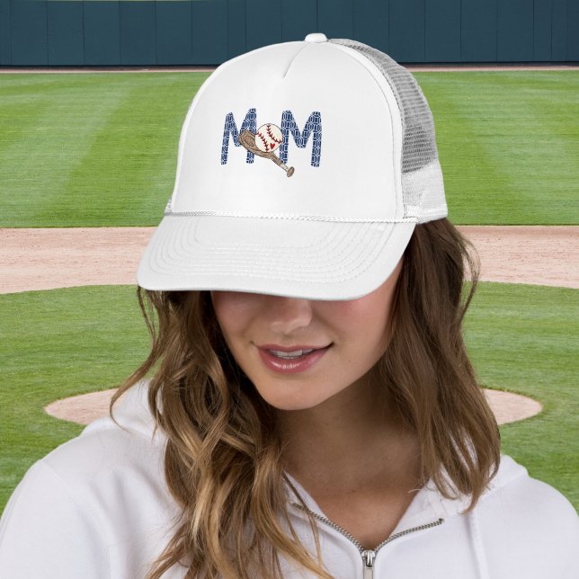 Baseball Mum Cute Navy Preppy Sports Mum Trucker Hat (Creator Uploaded)