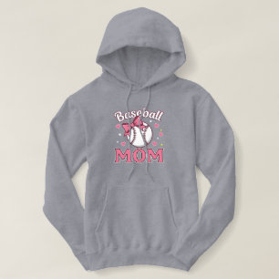 Baseball Mum Cute Pink Bow Design Hoodie