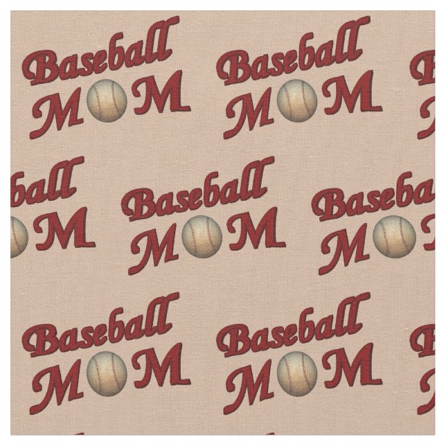 Baseball Mum Design Pattern Fabric (Close Up)