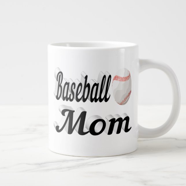 Baseball Mum half text Giant Coffee Mug (Right)