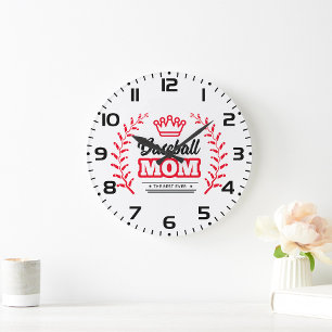 Baseball Mum Large Clock