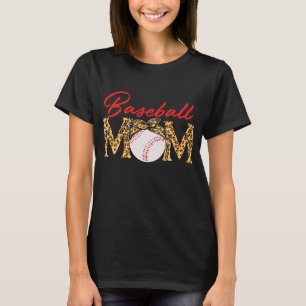 Baseball Mum Leopard Bandanna Funny Softball Mum M T-Shirt