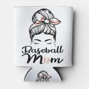 Baseball Mum Leopard Funny Softball Mum Can Cooler