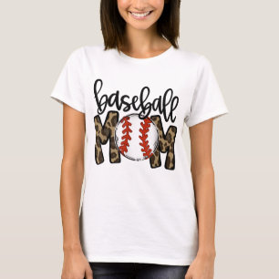 Baseball Mum Leopard Game Day Vibes T-ball Mum Mot T-Shirt