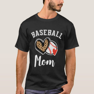 Baseball Mum Leopard He T-Shirt