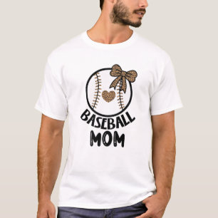 Baseball Mum Leopard Mothers Day T-Shirt