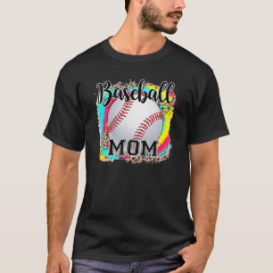Baseball Mum Leopard Tie Dye Mother Day T-Shirt