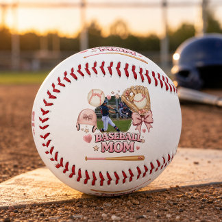 Baseball Mum Photo Collage Pink Bow Sports