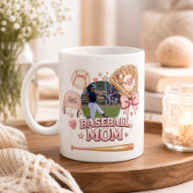 Baseball Mum Photo Collage Pink Bow Sports