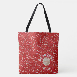 Baseball Mum Red Print Bag