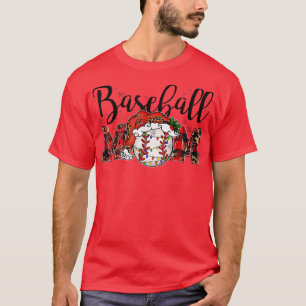 Baseball Mum Santa Hat Christmas Lights Sports Gam T-Shirt