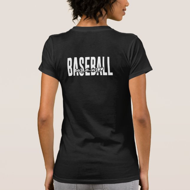 Baseball Mum Script Bella & Canvas Black T-Shirt (Back)