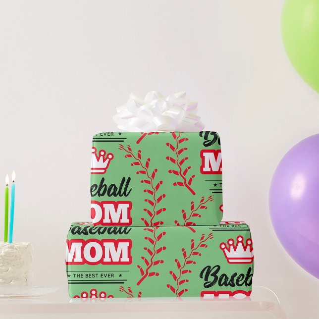 Baseball Mum Shirt The Best Ever Crown  Wrapping Paper (Creator Uploaded)