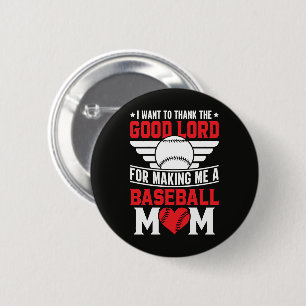 Baseball Mum Sports Parent Game Day Mother 6 Cm Round Badge