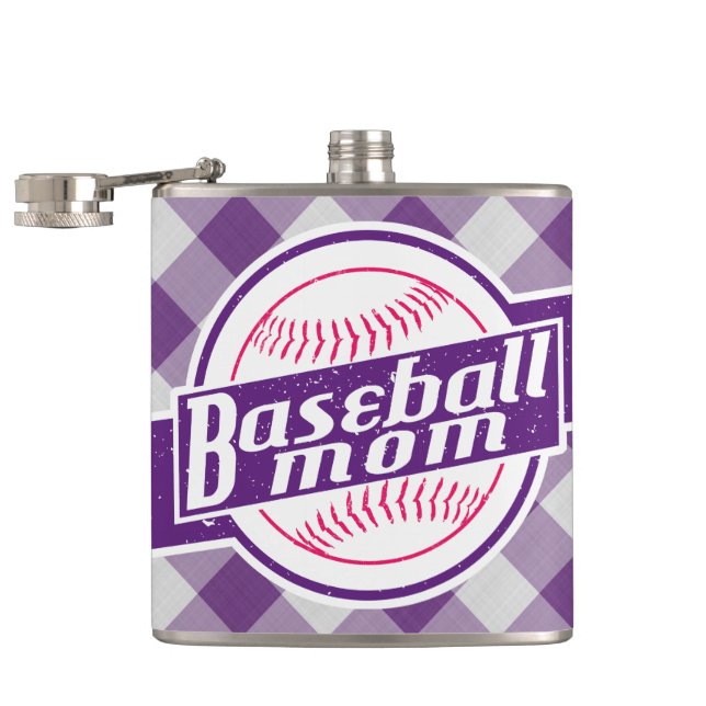 Baseball Mum Stainless Steel Hip Flask (Opened)