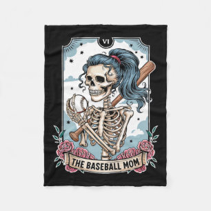 Baseball mum tarot card skeleton baseball mum fleece blanket