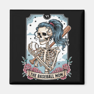 Baseball mum tarot card skeleton baseball mum magnet