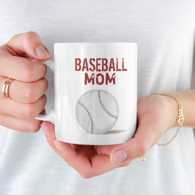 Baseball Mum Typography Red Sports Coffee Mug (Creator Uploaded)