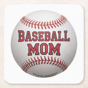 Baseball Mum White Coaster Set