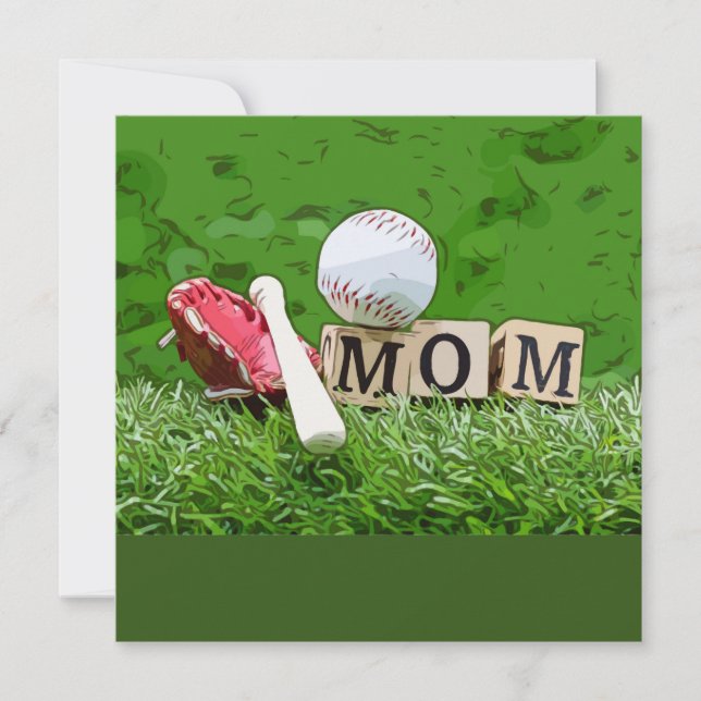 Baseball Mum with ball on green for Mother's day   Card (Front)