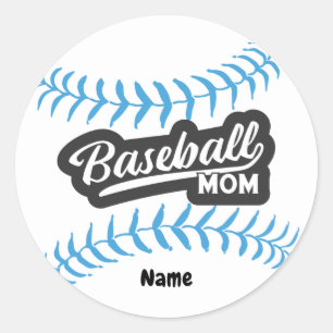 Baseball Mum with Name Classic Round Sticker