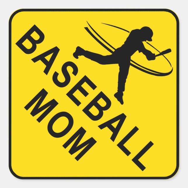 Baseball Mum Yellow Diamond Warning Sticker (Front)