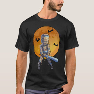 Baseball Mummy Halloween Men Boys Baseball Hallowe T-Shirt