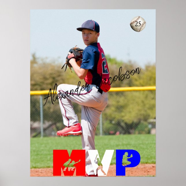 Baseball MVP Replace Photo Custom Poster (Front)