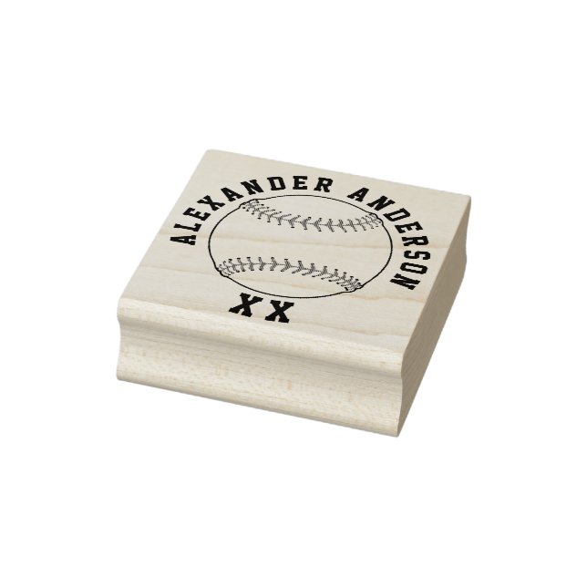 Baseball Name and Jersey Number Personalise  Rubber Stamp (Stamp)
