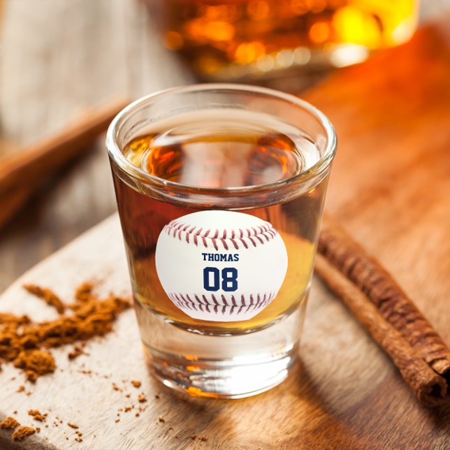 Baseball Name and Number Personalised Shot Glass (Creator Uploaded)