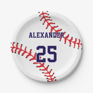 Baseball Name & Number Paper Plate