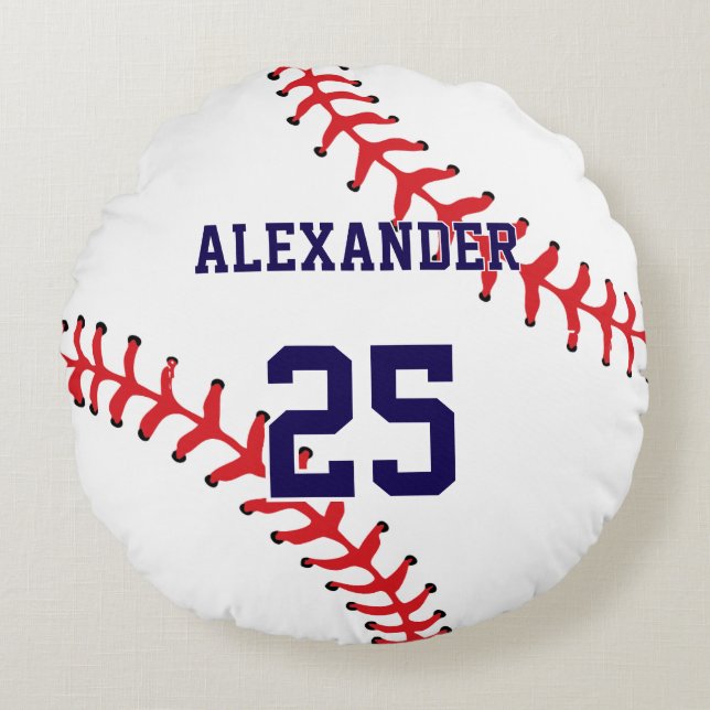 Baseball | Name & Number Round Cushion (Front)