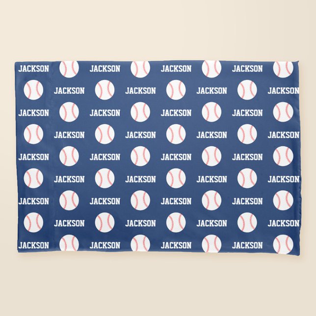 Baseball Name Pattern Navy Blue Pillowcase (Creator Uploaded)