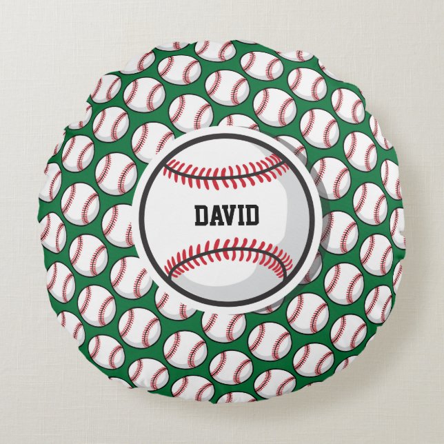 Baseball Name Round Sports Kids Decor Fun Round Cushion (Front)