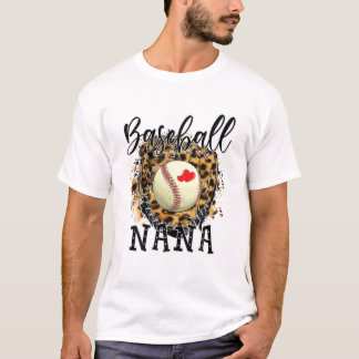 Baseball Nana Leopard Baseball Lovers Family Mothe T-Shirt