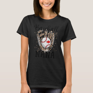 Baseball Nana Leopard Game Day Baseball Mothers Da T-Shirt