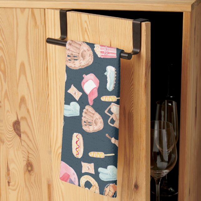 Baseball Navy Texture Tea Towel (Thirds Fold)