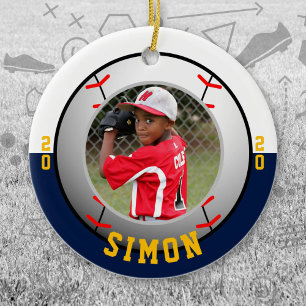 Baseball Navy White Team Colours Ceramic Ornament