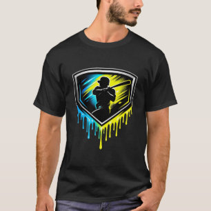 Baseball: Neon Drip Batter Shield Emblem T-Shirt