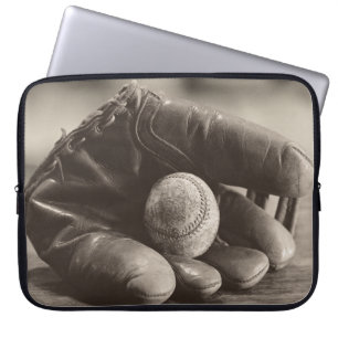 Baseball Nostalgia - Mitt and Baseball Laptop Sleeve