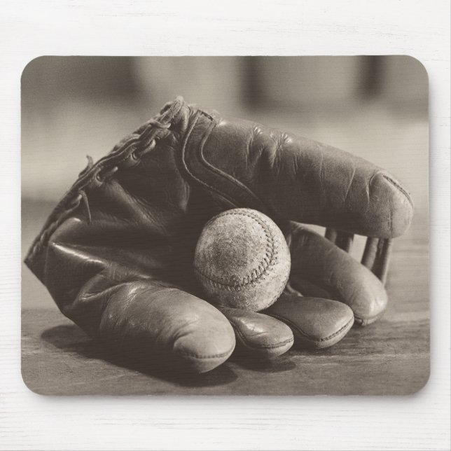 Baseball Nostalgia - Mitt and Baseball Mouse Pad (Front)