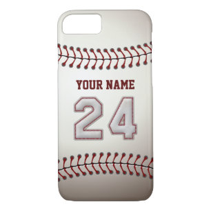 Baseball Number 24 with Your Name - Modern Sporty iPhone 8/7 Case