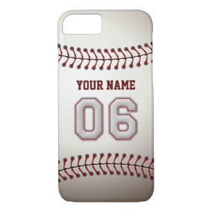 Baseball Number 6 with Your Name - Modern Sporty iPhone 8/7 Case
