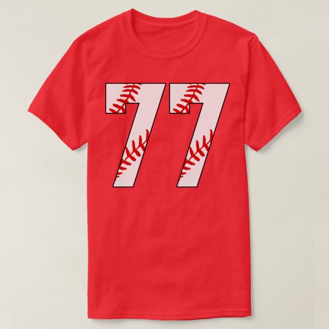 Baseball Number 77 77 Baseball  Jersey Favourite P T-Shirt (Design Front)