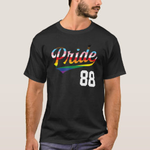 Baseball Number 88 Gay Pride Inclusive Rainbow Fla T-Shirt