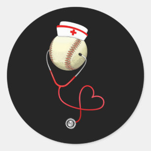 Baseball Nursing Funny For Nurse's Day Sports Medi Classic Round Sticker