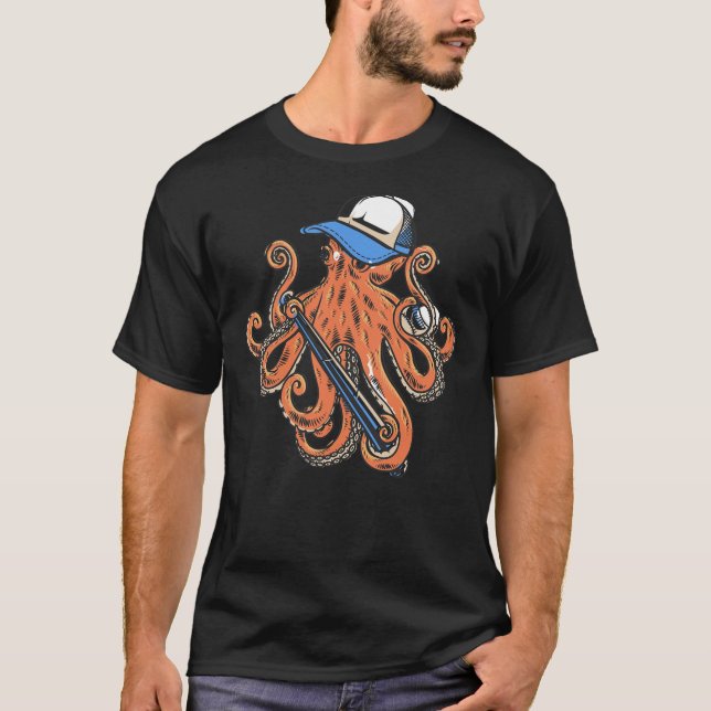 Baseball Octopus Silhouette octopus vintage T-Shirt (Front)