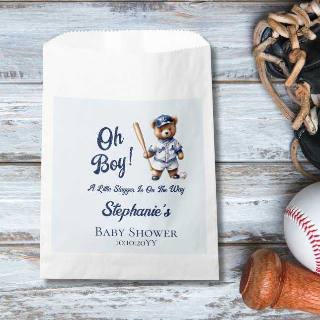 Baseball Oh Boy Baby Shower Cute Bear  Favour Bag (Creator Uploaded)