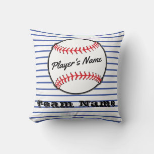 Baseball on Blue stripe  Name Sports Boys Room Thr Cushion